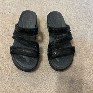 Women’s sequin strapy sandal crocs